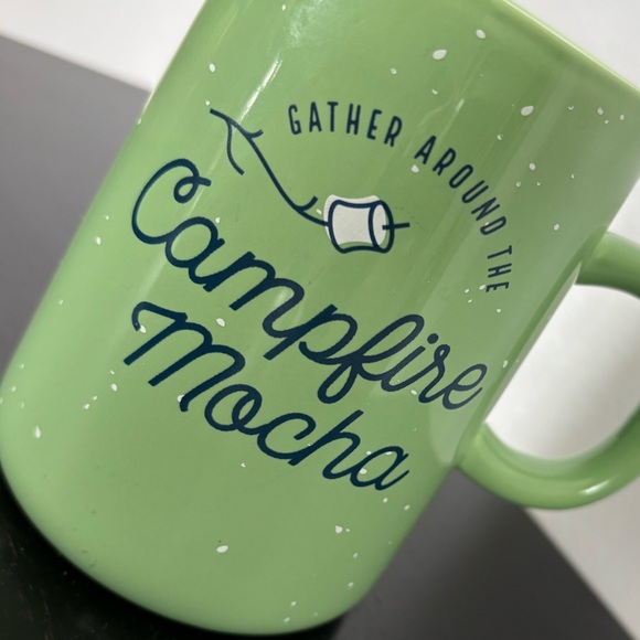 2020 Caribou Coffee Mug 14 oz Gather  Around The Campfire Mocha Green Speckled - Picture 8 of 8